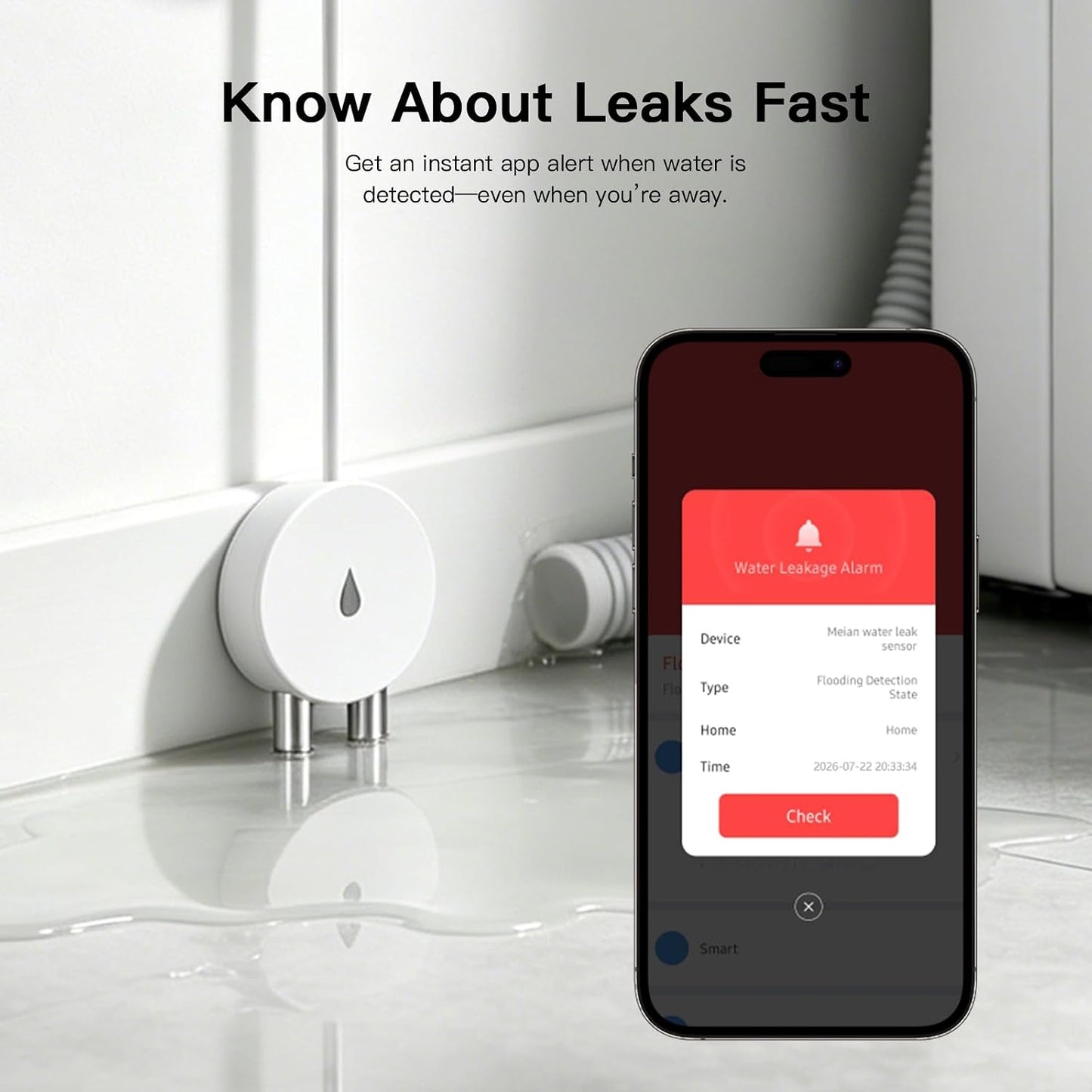 WiFi Water Leak Detector with Flexible Probes for Home, Hub & 3 Water Sensors, App Alerts, Loud Hub Alarm, 330FT Range, Alarm for Basement, Water Heater, Washing Machine & Under Sink