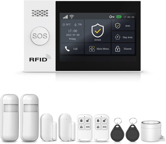 PGST Wireless Alarm System for Home Security,No Monthly Fee,4.3 Inch Touchscreen,Door and Motion Sensors,Compatible with Alexa and Google Home for Apartment,Garage