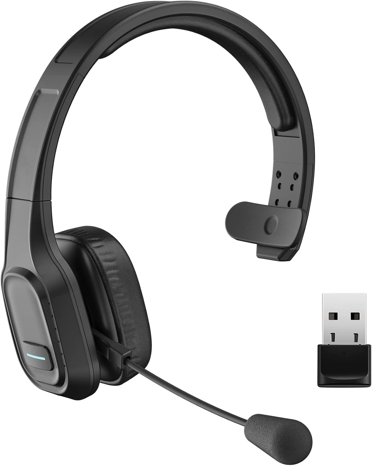Trucker Bluetooth Headset V5.0, Wireless Headset with Noise Canceling&Mute Microphone for Cell Phones, On Ear Bluetooth Headphone for Computer, Zoom Meetings, Skype, Home Office