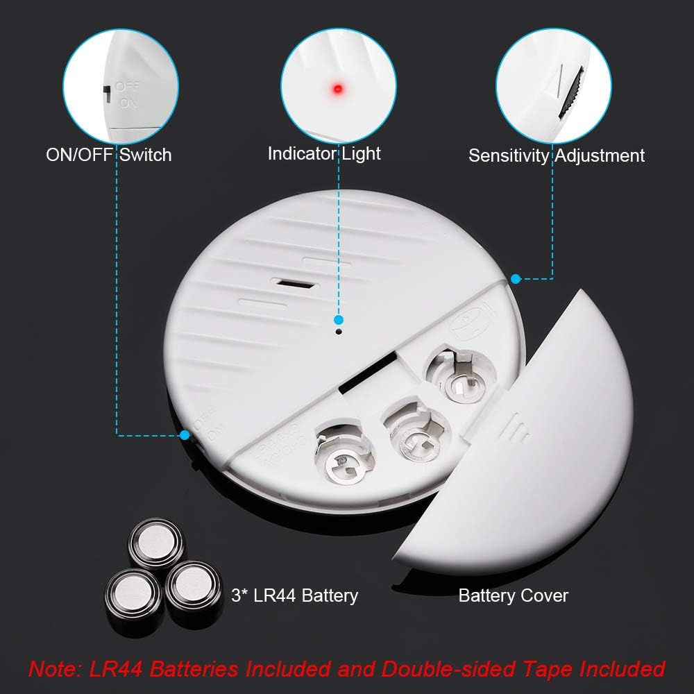 Wsdcam Glass Break Sensor Alarm 125dB Ultra-Slim Wireless Glass Break Detector Window Alarm Vibration Sensor for Home Window and Door Security (8)