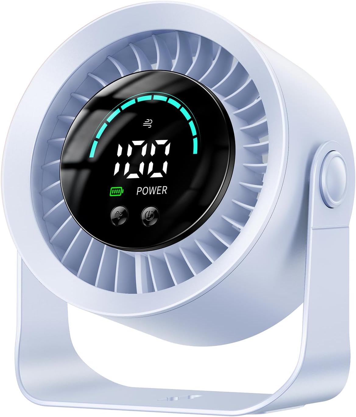 DIGIX Portable Desk Fan, 100 Speeds, 360° Rotation, USB Rechargeable | Quiet LED Display Table Fan with Wall Mount Design. Small Personal Cooling Fans for Home, Bedroom, Office & Travel, Blue