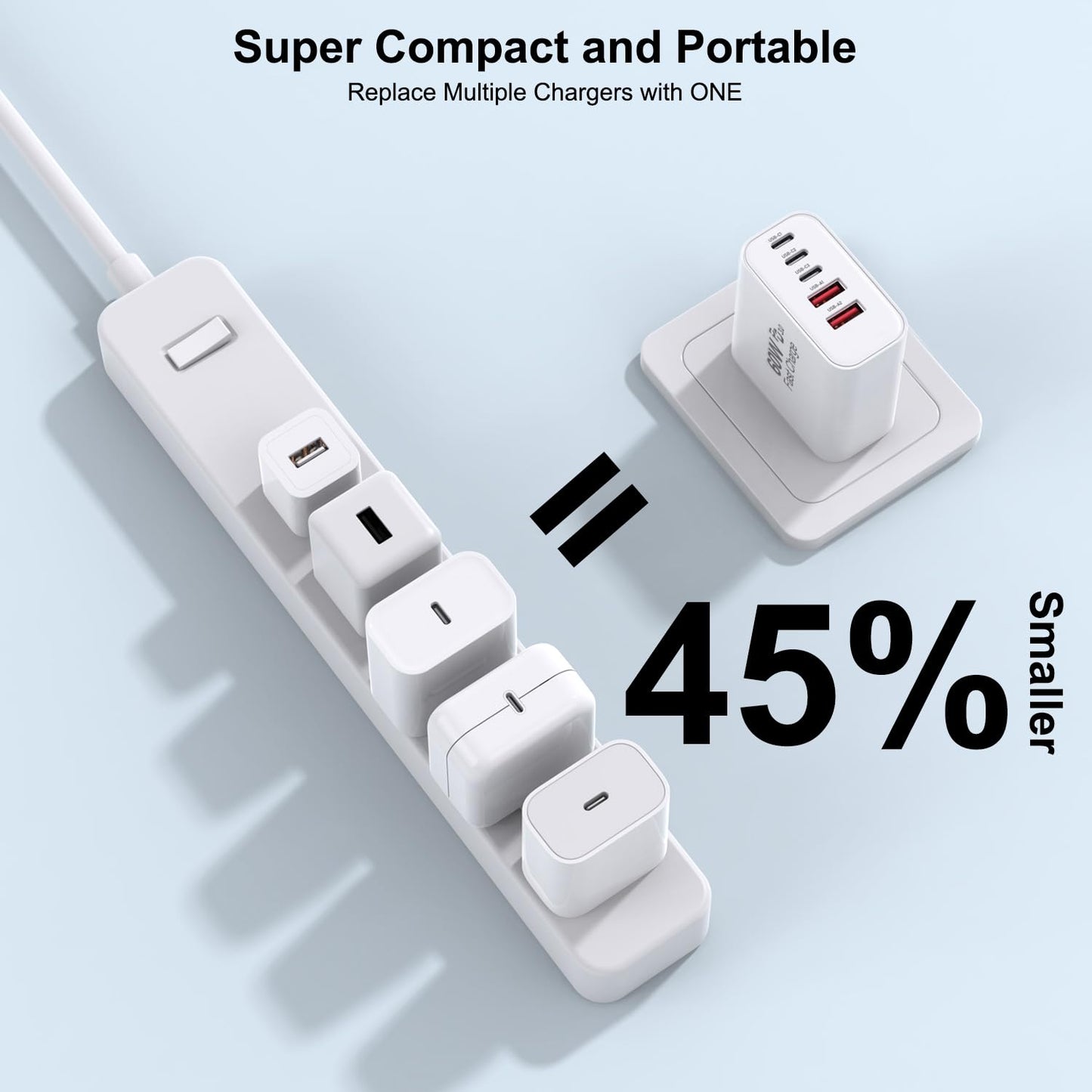 3 Pack Apple 17 Pro Max Charger Fast Charging,PD 60W 5 in 1 Multiport USB C Wall Charger Block Fast Charging, iPhone 16 Plug Cube Quick Charge for iPhone17 Air/16/16e/16 Pro/15Pro Max/14/13/12/11/iPad