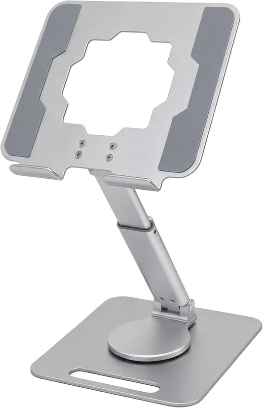 Laptop Stand, Height Adjustable 360° Swivel Anti-Wobble Base | Ergonomic, dual-axis, aluminum arm, carbon steel base, hollow cooling panel, fits 10-17" laptops, foldable, home office