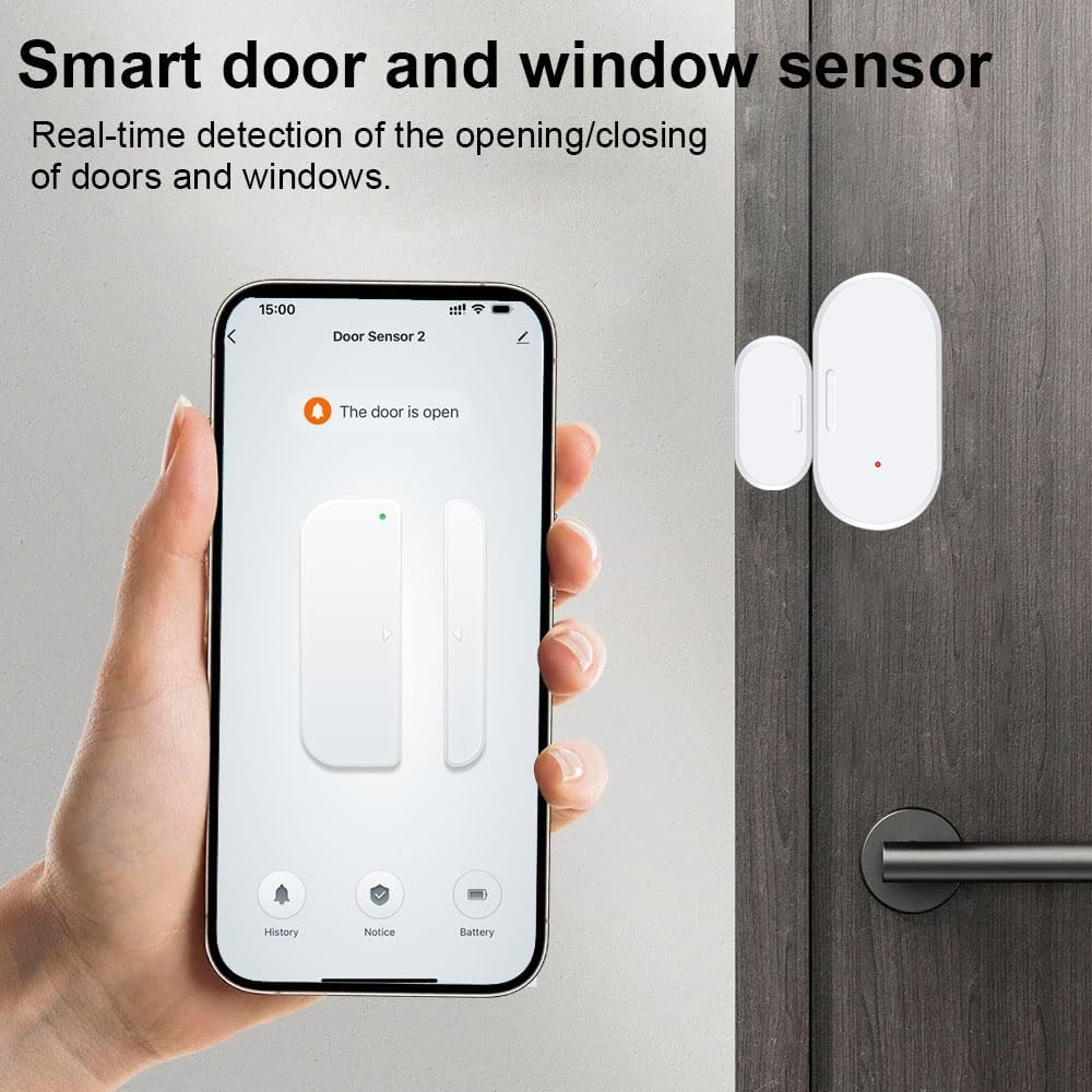 Haozee Door and Window Sensor, Requires Zigbee Hub | Zigbee Connection, Wireless Detector for Alarm Systems and Smart Homes, Compatible with Home Assistant Zigbee2mqtt