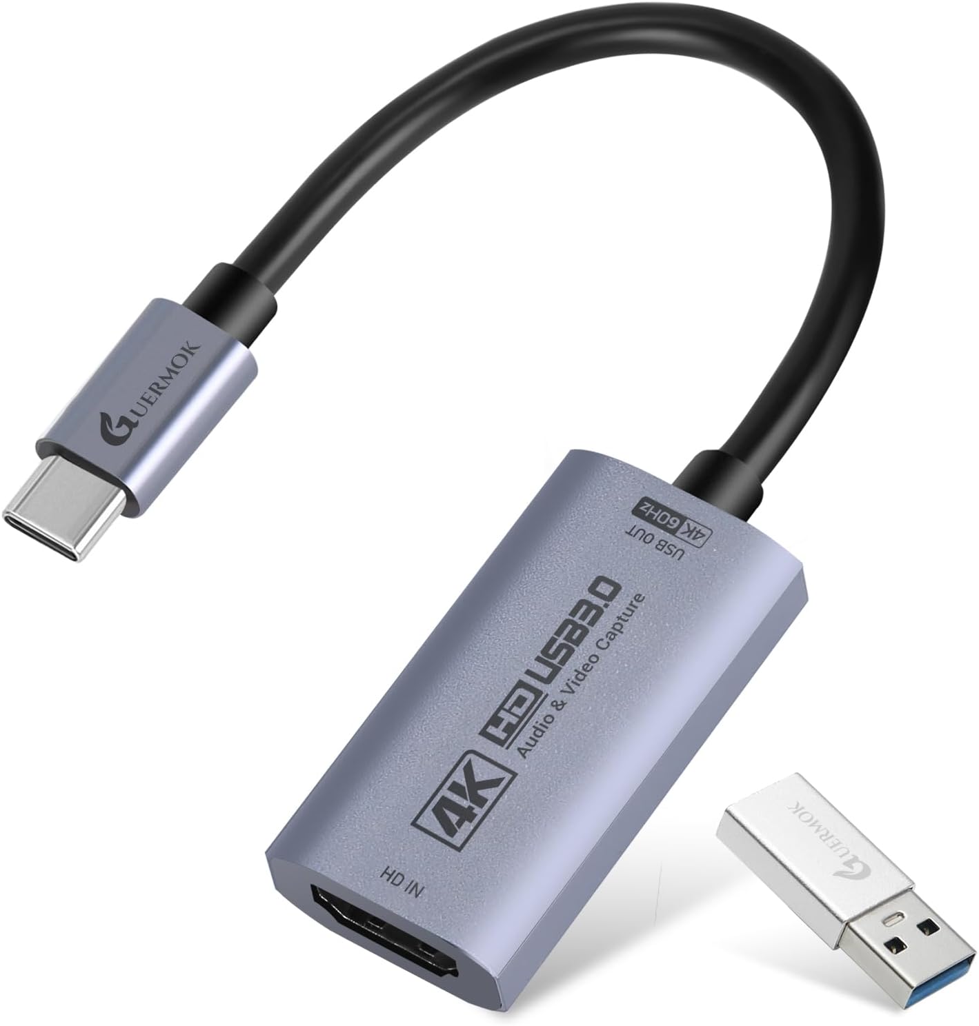 Guermok HDMI Capture Card, USB 3.0 HDMI to USBC Video Capture Card, 4K60FPS | 2K 120FPS Capture Card for Streaming, Works with iPad, Switch 2/1, PS5/4, Xbox, Quest 3, Mac OS, Windows, Zoom, OBS, Camera