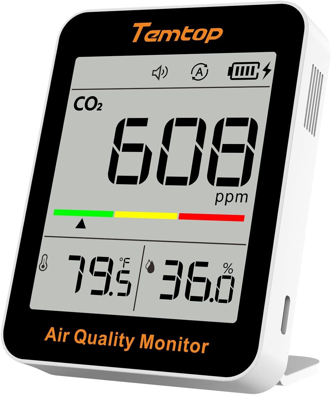 Temtop C1+ CO2 Monitor, Indoor Air Quality Monitor with BLE App | Portable CO2 Meter, CO2 Temperature Humidity Detector, Real-Time Data Sync for Home, Office, School, Baby Room
