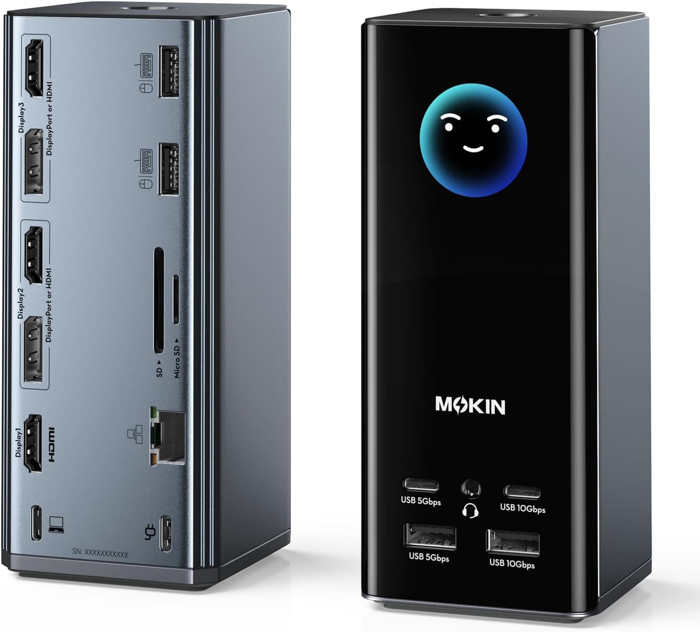 MOKiN USB C Docking Station 3 Monitors Display with Weather Function | 3 HDMI & 2 DP, Max to Extend Triple Monitor, Weather Forecast/Working Status Display/Turn off Screen Button Function