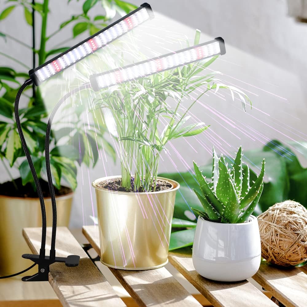 GooingTop Grow Light 100W 6000K, Super Bright White Desktop Clip Plant Lamp | Desk Lamp for Pot Seedlings Succulents Seeds Indoor Plants Growing,Bendable Gooseneck & Timer 4 8 12 H