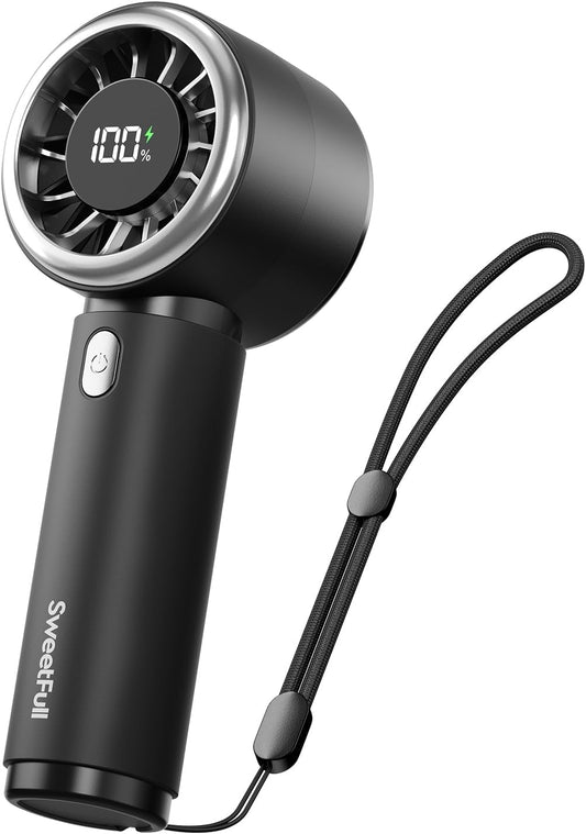 SWEETFULL Portable Handheld Fan, Mini Rechargeable Personal Hand Fan | Strong Airflow, Pocket-Sized, Up to 12H, 5 Speeds, Quiet Cooling Travel Essentials, Cute Gifts for Women, Girls, Lash, Makeup