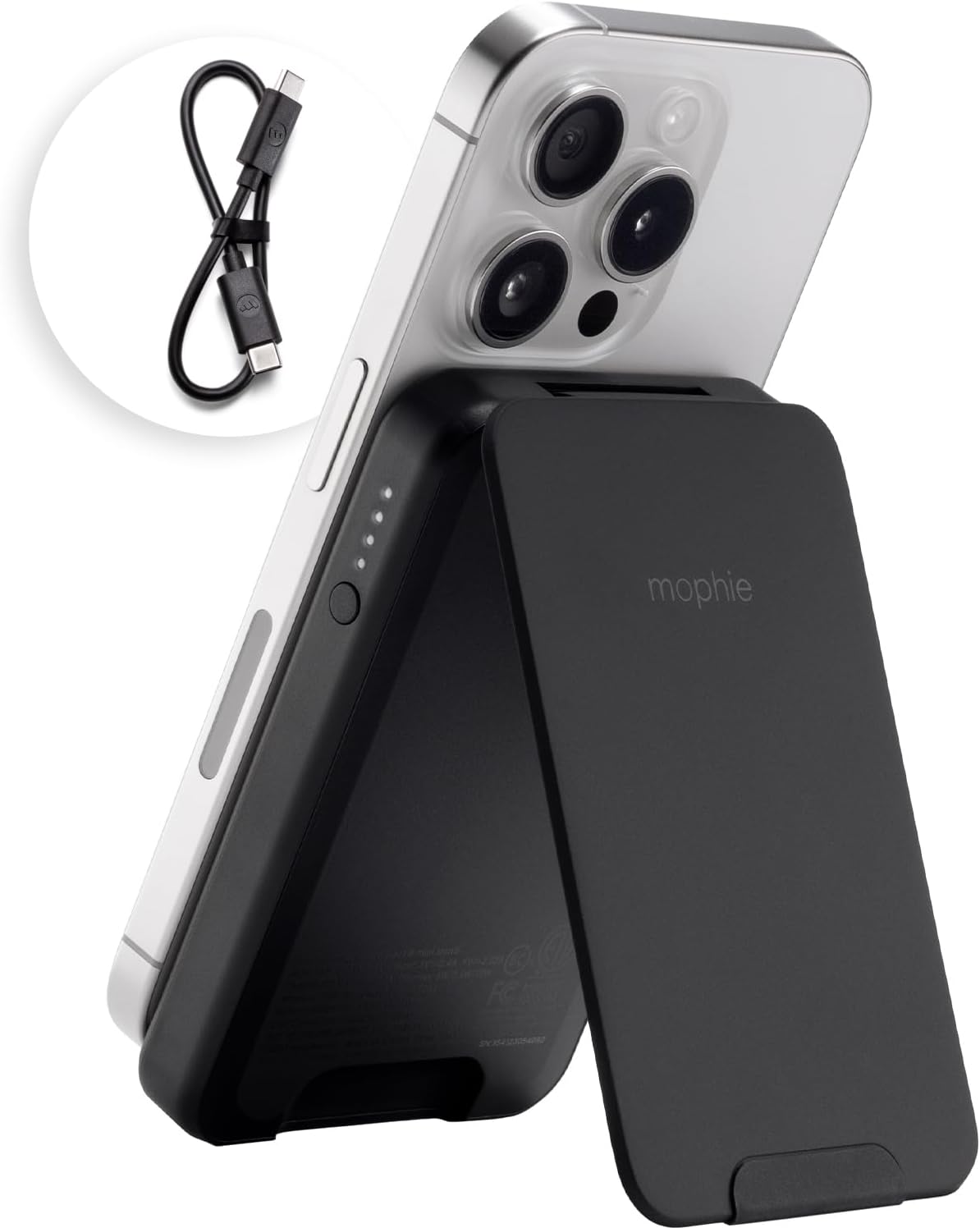 Mophie Snap+ Juice Pack Mini - Magnetic 5000mAh Portable Charger, MagSafe Compatible, USB-C, Multi-Orientation Charging, USB-C Cable Included