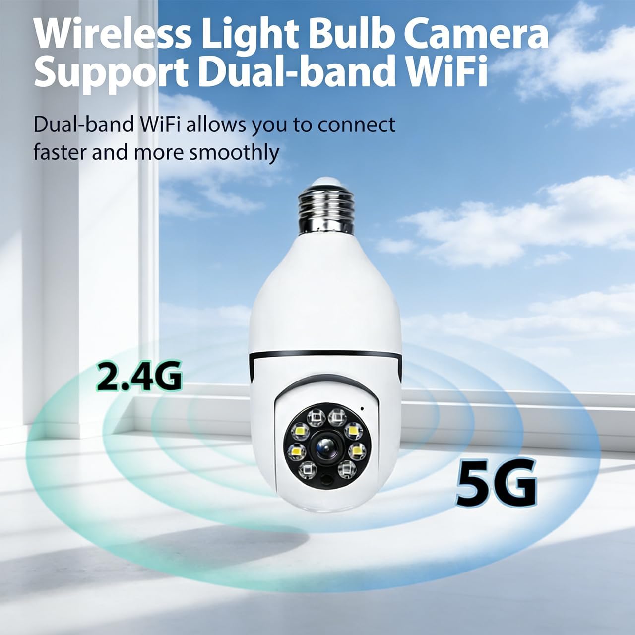 Hawkray Light Bulb Security Camera -5G& 2.4GHz WiFi 2K 3MP Security Cameras Wireless Outdoor Motion Detection and 911 Alarm Monitoring,Open AI Enabled,US Local Cloud, Color Night Vision,
