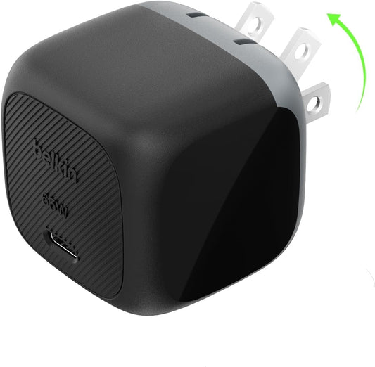 Belkin 65W Compact USB C Charger Block, Fast Charging for Travel | PD 3.1, PPS, Laptop Charger, MacBook, Chromebook, iPad, iPhone 17, Samsung Galaxy, Pixel, Nintendo Switch 2, Foldable Prongs