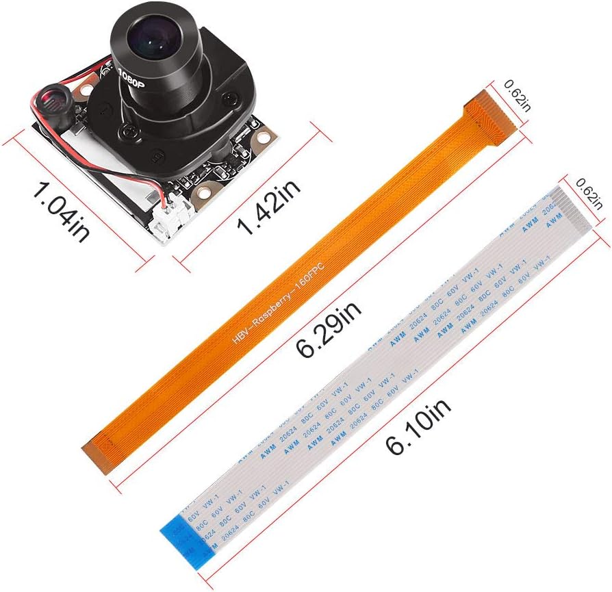 for Raspberry Pi 3 Model B+ Camera Module Automatic IR-Cut Switching Day/Night Vision Video Webcam Adjustable Focus 5MP OV5647 Sensor 1080p HD for Raspberry Pi 2/3 Model B Model A A+ Zero/Zero W