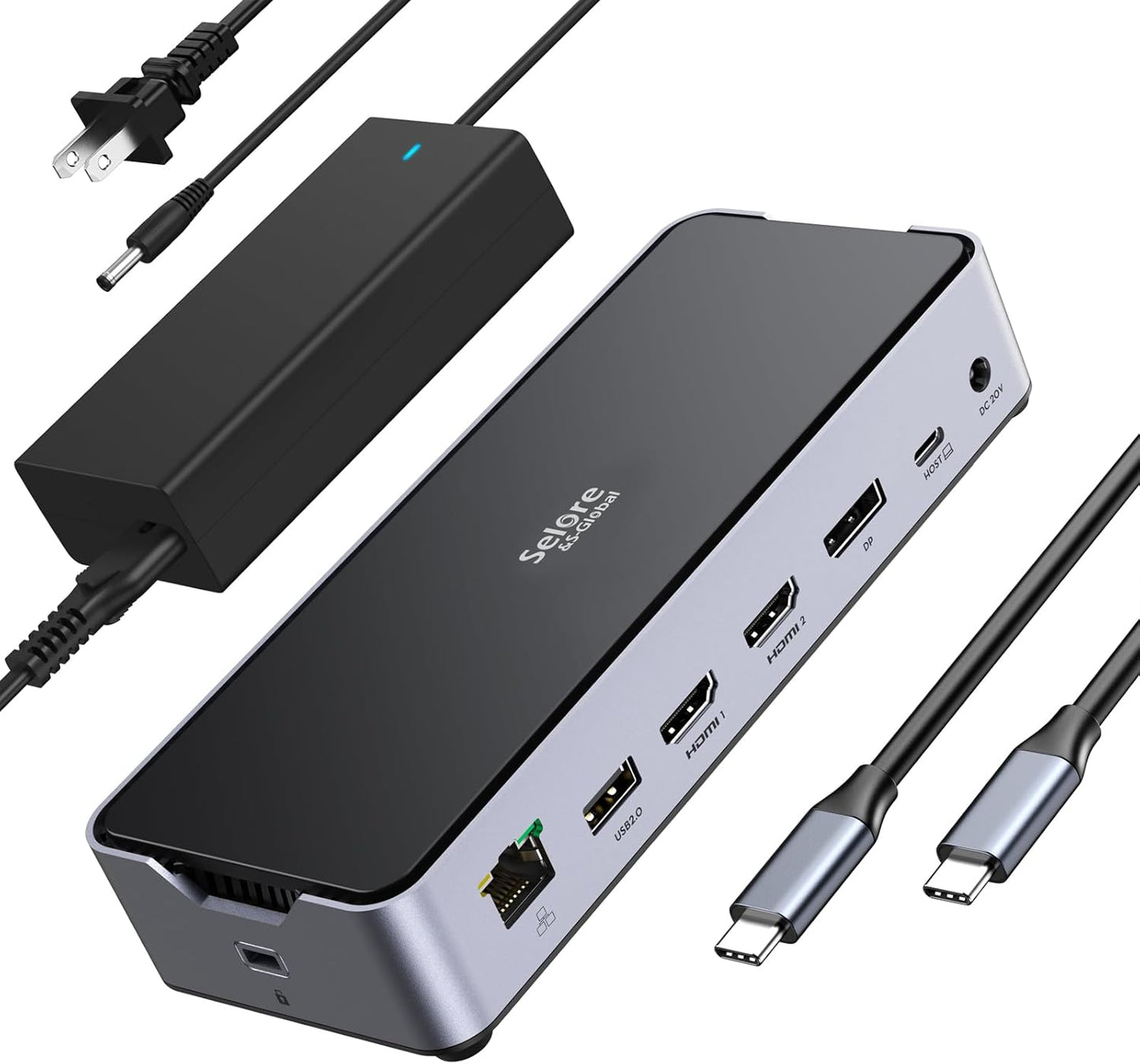 USB C Laptop Docking Station 3 Monitors,150W DC Power for Dell/Lenovo/HP | 2 HDMI DisplayPort 4K@144Hz,USB A 2.0/3.0,USB C 3.1 10Gbps&30W Output,Ethernet,microSD&SD,Audio,150W DC Power