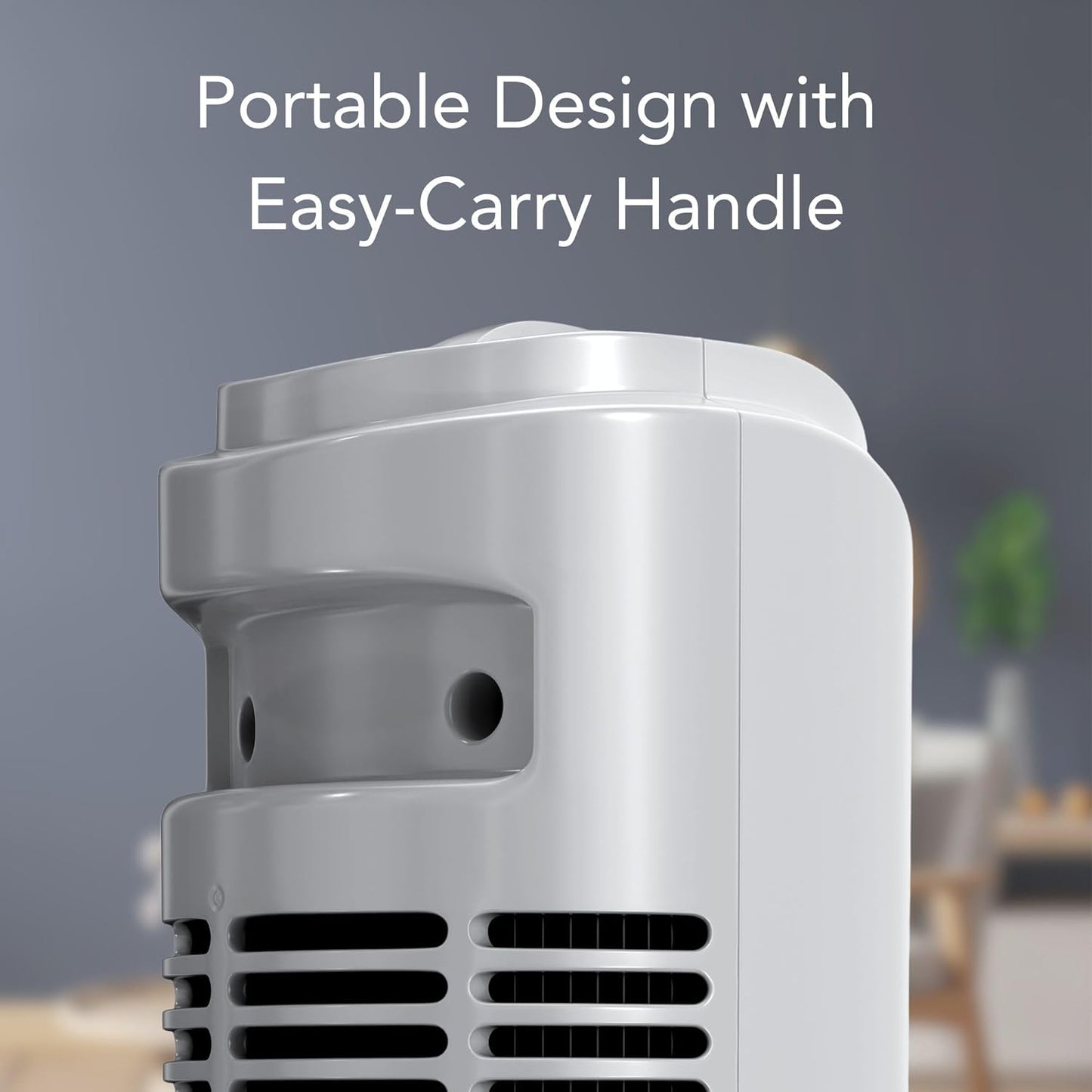 Comfort Zone 32-Inch Oscillating Tower Fan – Ultra-Slim Bladeless Design with 3 Speeds, 90° Wide Oscillation & Built-in Carry Handle – Quiet Portable Standing Fan for Bedroom, Home, or Office, Gray