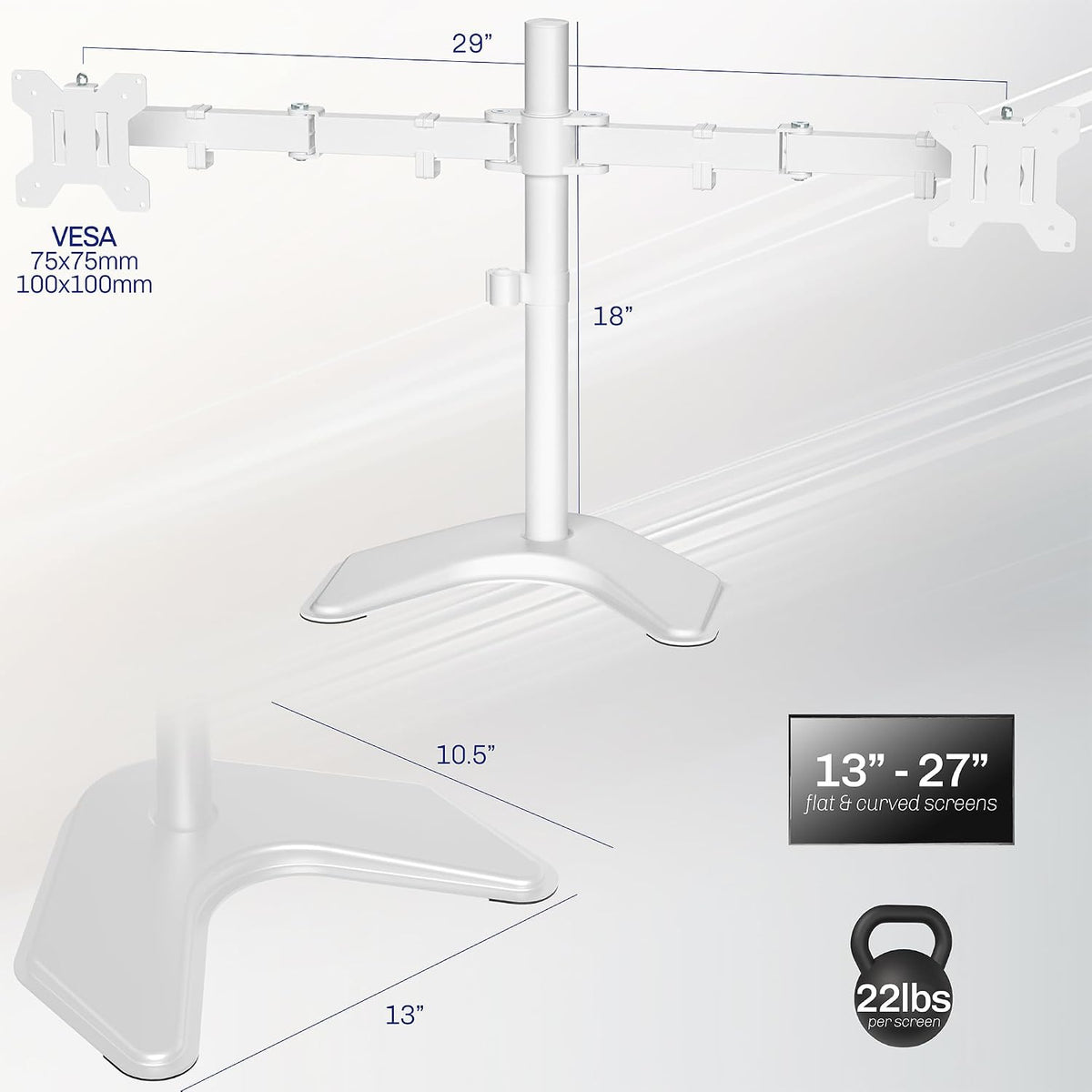 VIVO Dual LED LCD Monitor Free-Standing Desk Stand