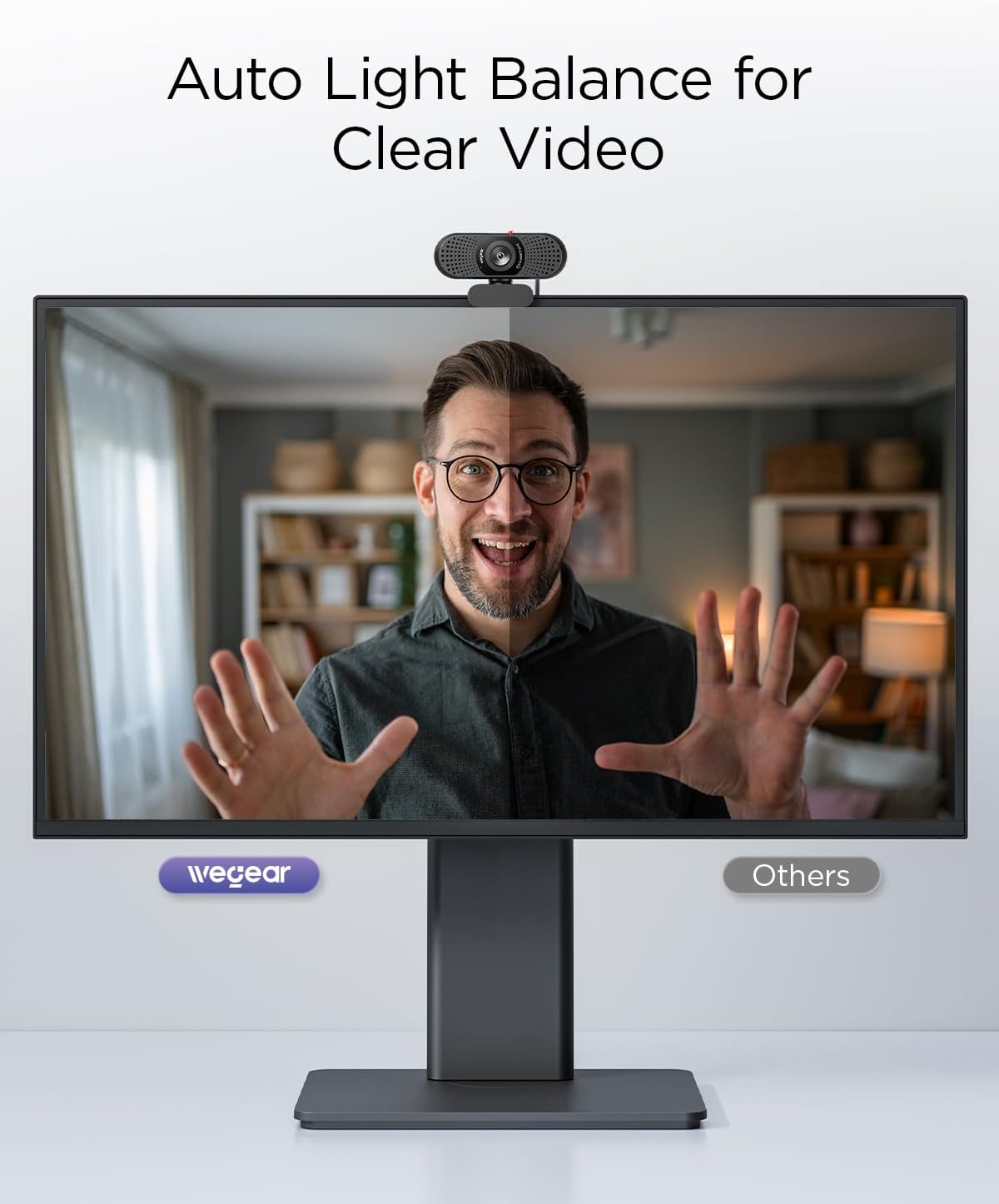 wegear Full HD 1080p Webcam for PC, Laptop & Desktop, Built-in Dual Microphones, Privacy Cover, 85°FOV, Fixed Focus, Plug & Play USB-A Computer Camera for Zoom, Teams, FaceTime, Google Meet, Streaming
