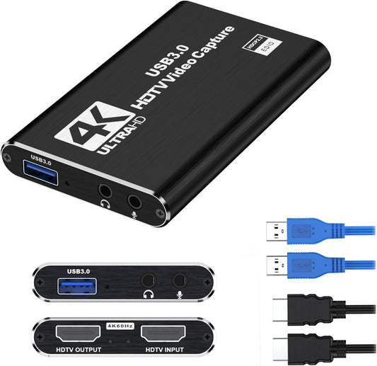 dobestyou 4K Capture Card Black for Streaming, Recording & Gaming – HDMI Video Capture Device with USB 3.0, 1080p 60fps, Plug & Play,Zero Latency for PS5, Xbox, Switch, OBS, PC, Mac