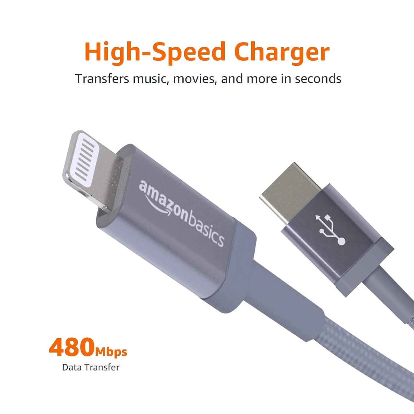 Amazon Basics MFi Certified USB-C to Lightning Cable, Fast Charging with Power Delivery for Apple iPhone 14 Series, 13 12 11 X Xs Pro, Pro Max, Plus, iPad, 6 Foot, Dark Gray