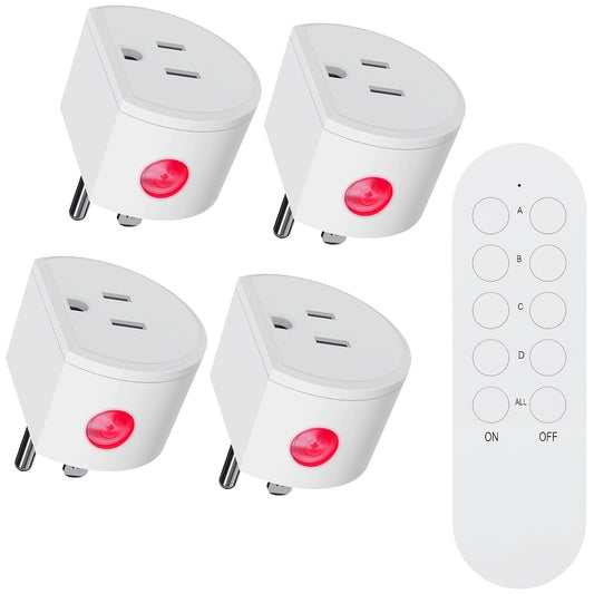 Remote Control Outlet 10A Wireless Light Switch for Household Appliances, 130 FT Range, Smart Plug with Remote, FCC Certified, ETL Listed