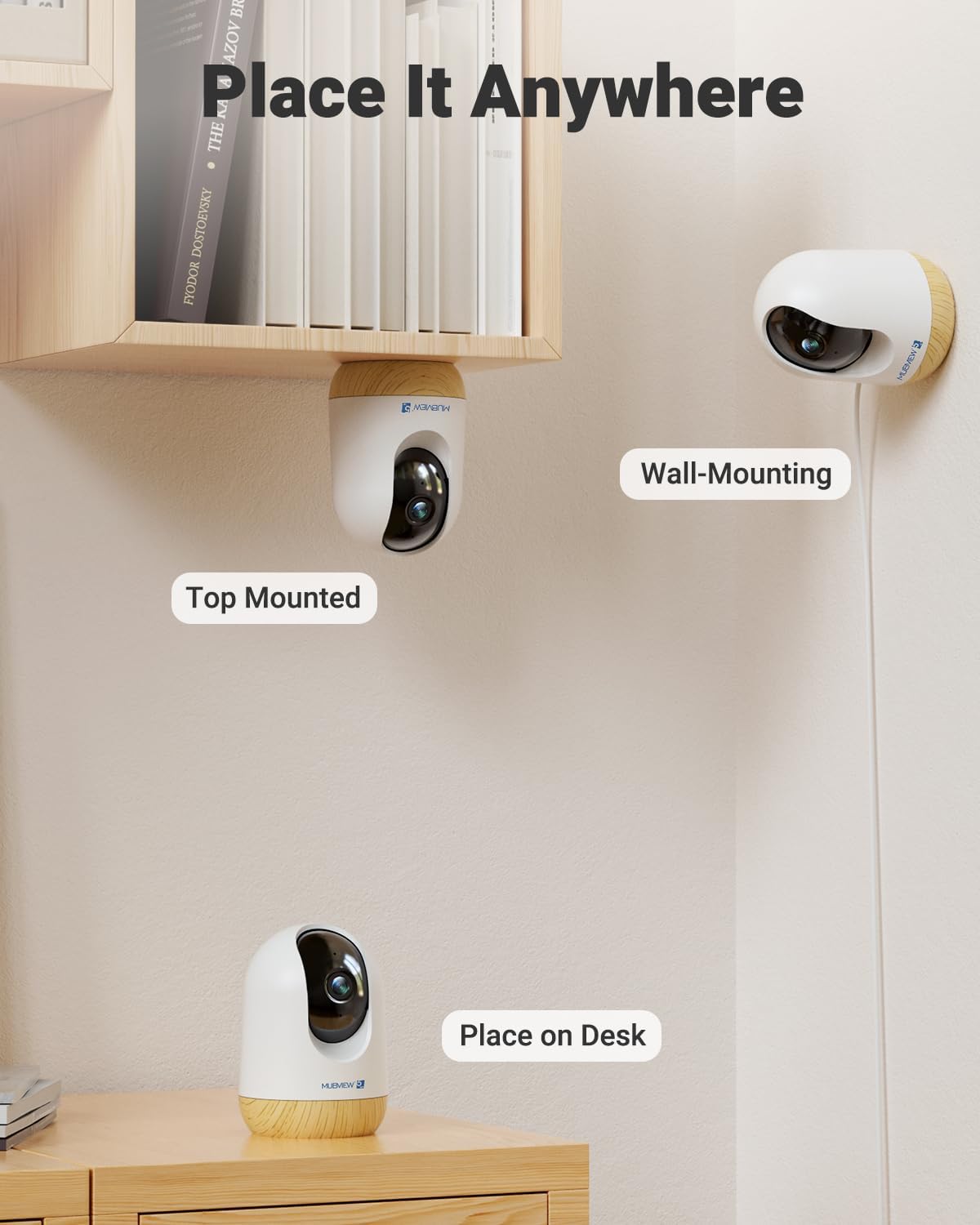 MUBVIEW 5MP Indoor Security Camera, Dual-Band WiFi Pet Cam with Phone App
