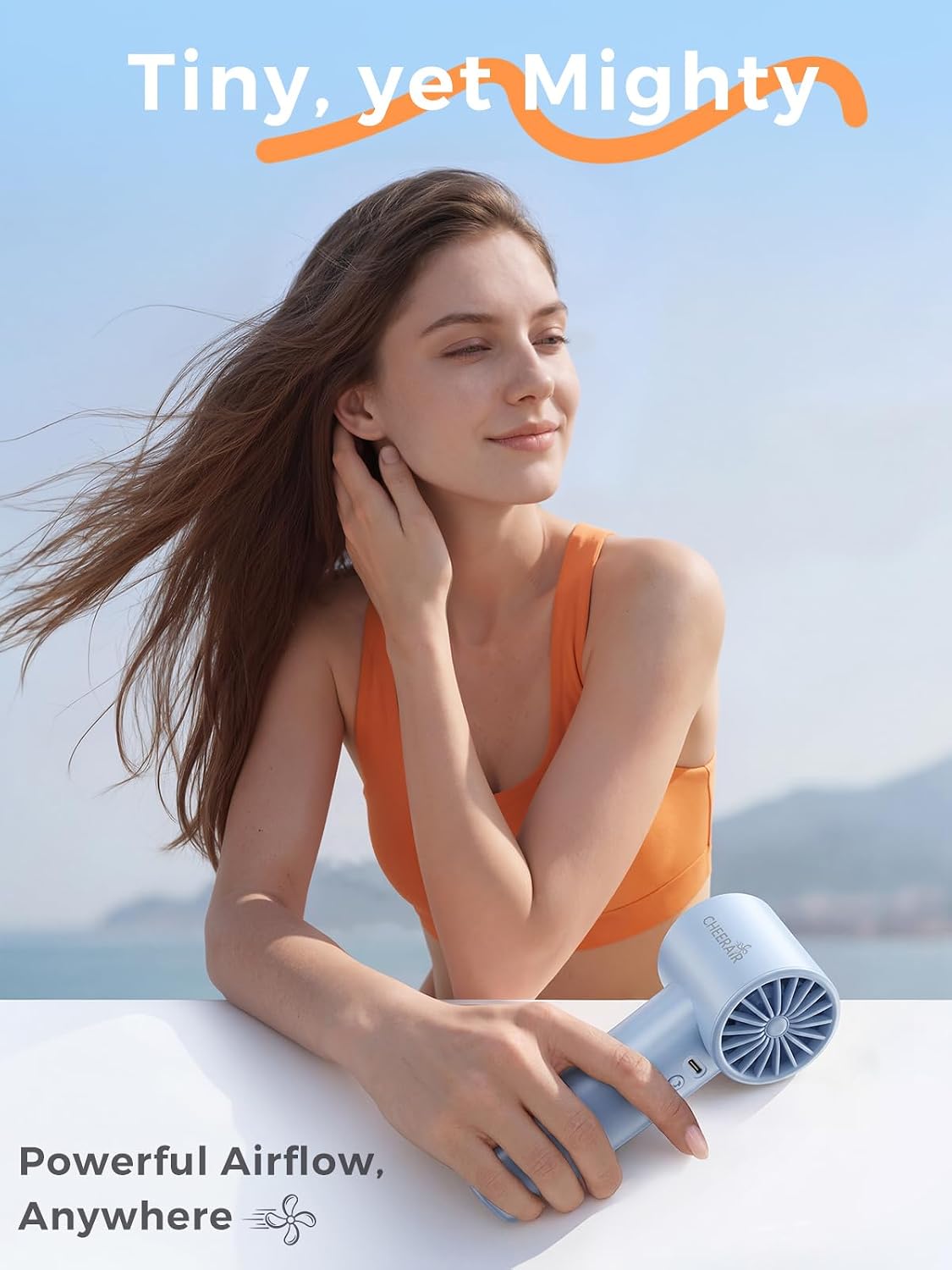 Handheld Portable Fan, 6-Speed Rechargeable Powerful Mini Fan | 5000mAh Battery Up to 15 Hours Runtime, Smart LED Display, Pocket Turbo Personal Fan for Travel, Camping, Makeup