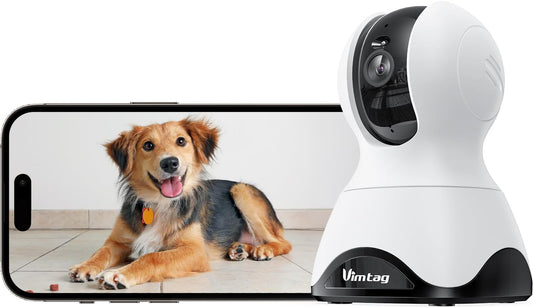 VIMTAG 2.5K 4MP Pan/Tilt Indoor Camera for Pet/Dog/Cat/Baby/Nanny/Home Security with Phone APP, Motion Tracking, Night Vision, 2-Way Audio, AI Detection, 5G/2.4GHz WiFi, Cloud & SD Card, Works w/Alexa