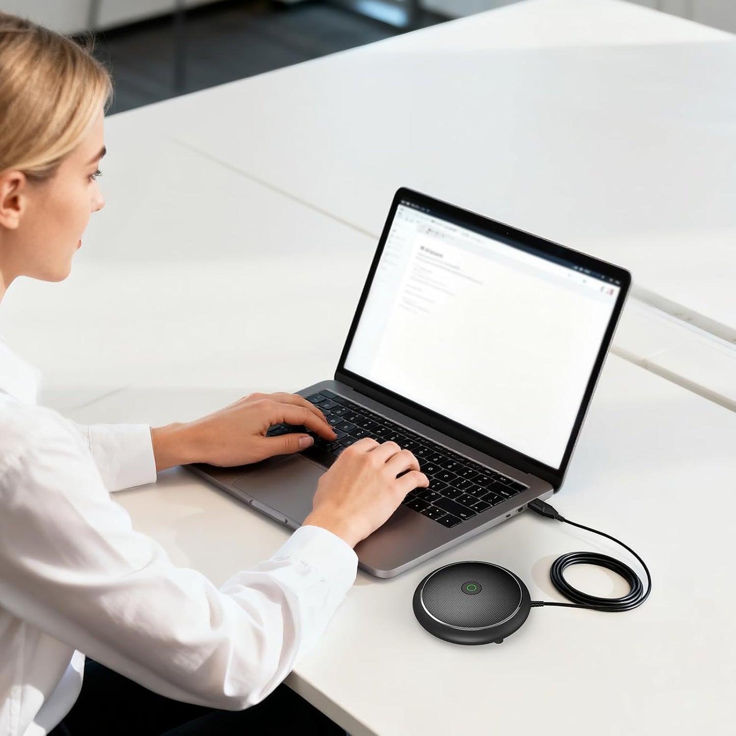 CMTECK Conference USB Microphone, Plug-and-Play Omnidirectional Desktop Mic | Omnidirectional condenser for clear audio,compact design. Ideal for video, streaming, YouTube. Works with macOS/Windows