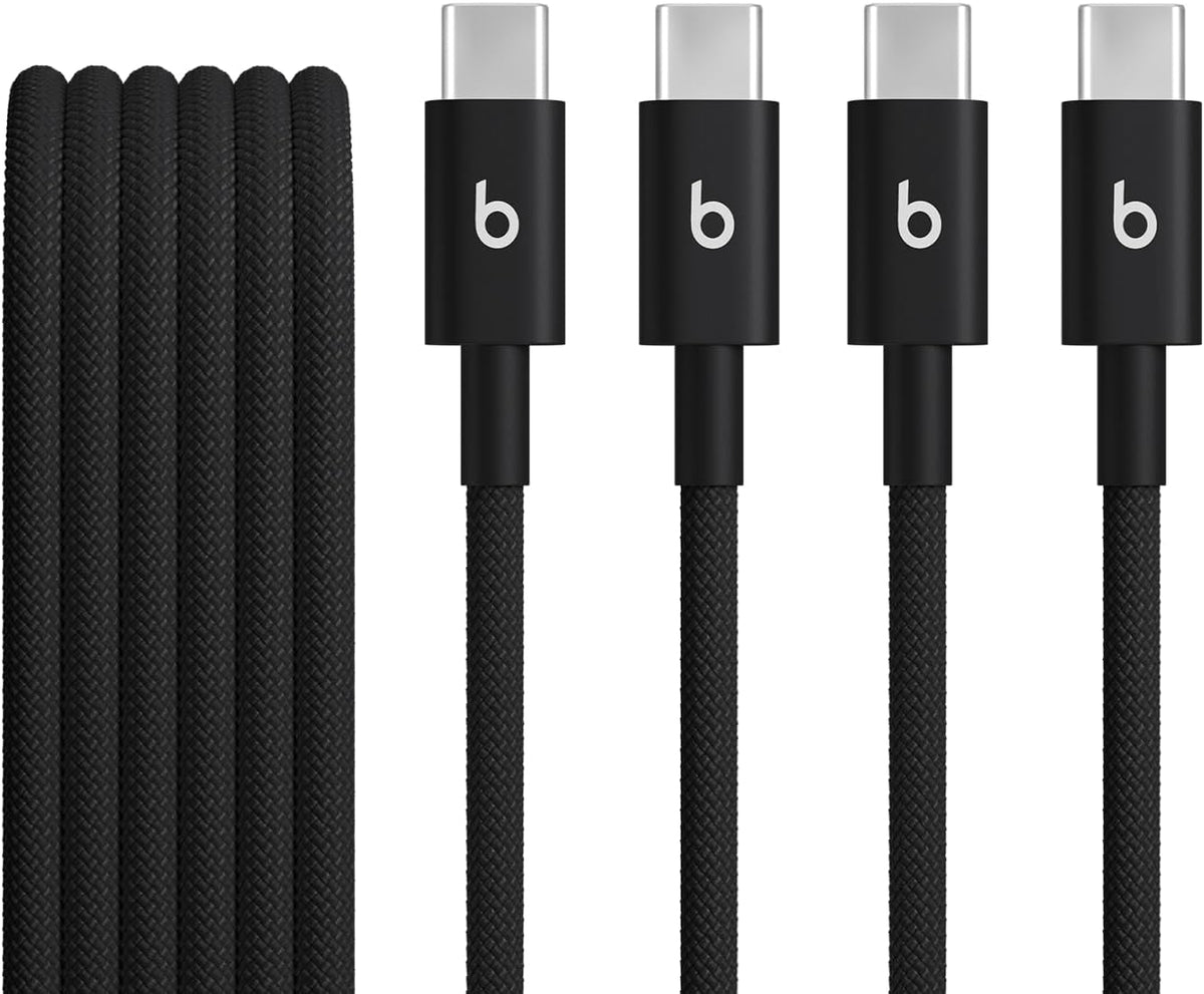 Beats USB-C to USB-C Woven Cable Fast Charging Durable/Tangle-Free Compatible Charger for Apple & Android Devices (1.5 m, 5 ft) - Nitro Navy