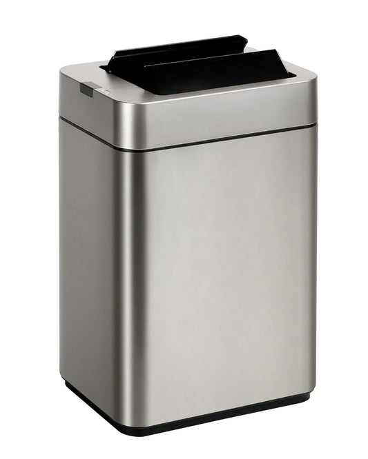 ELPHECO Slim Bathroom Trash Can with Lid 2.6 Gallon Smart Trash Can Silver