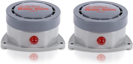 Water Leak Detector 2 Pack, Shackcom Water Alarm 110DB, Wireless, Waterproof & Battery-Operated, Audio and Light Alerts for Bathroom, Kitchen & Home Security ( Battery Not Included )
