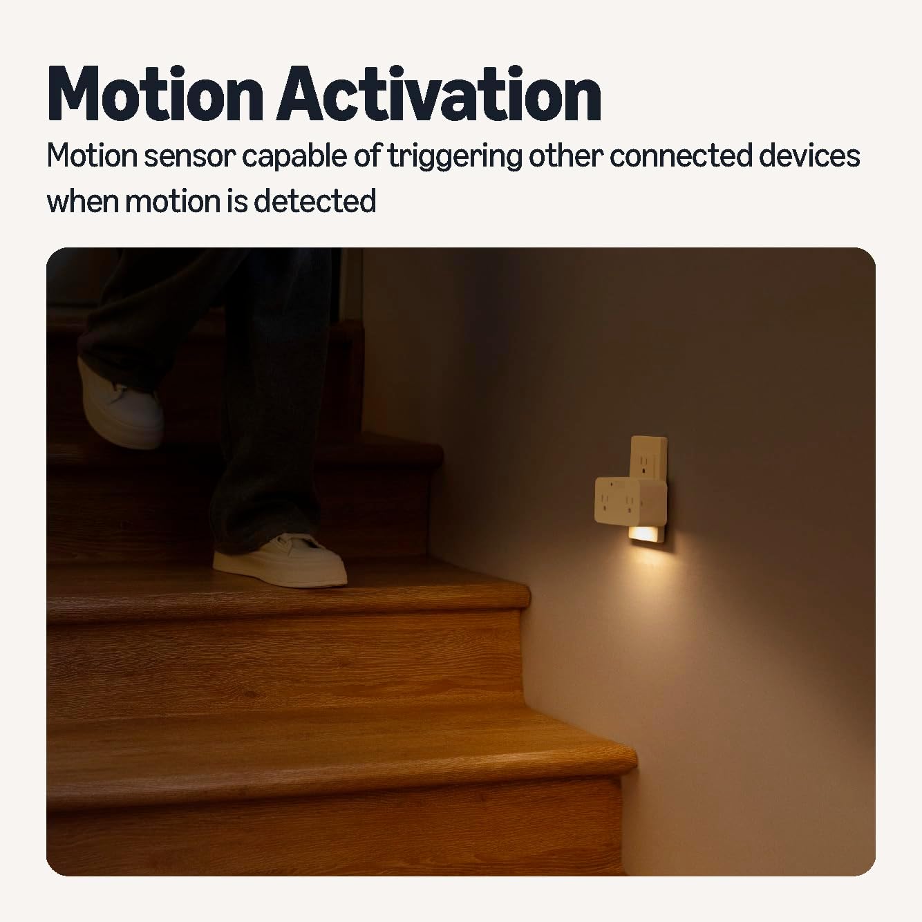 Amazon Basics Dual Smart Plug with Motion Sensor and Night Light, Works with Alexa Only, Control from Anywhere, Automatic Control, 2.4 GHz Wi-Fi, No Hub Required, 4.33 x 2.36 x 1.38 in, White