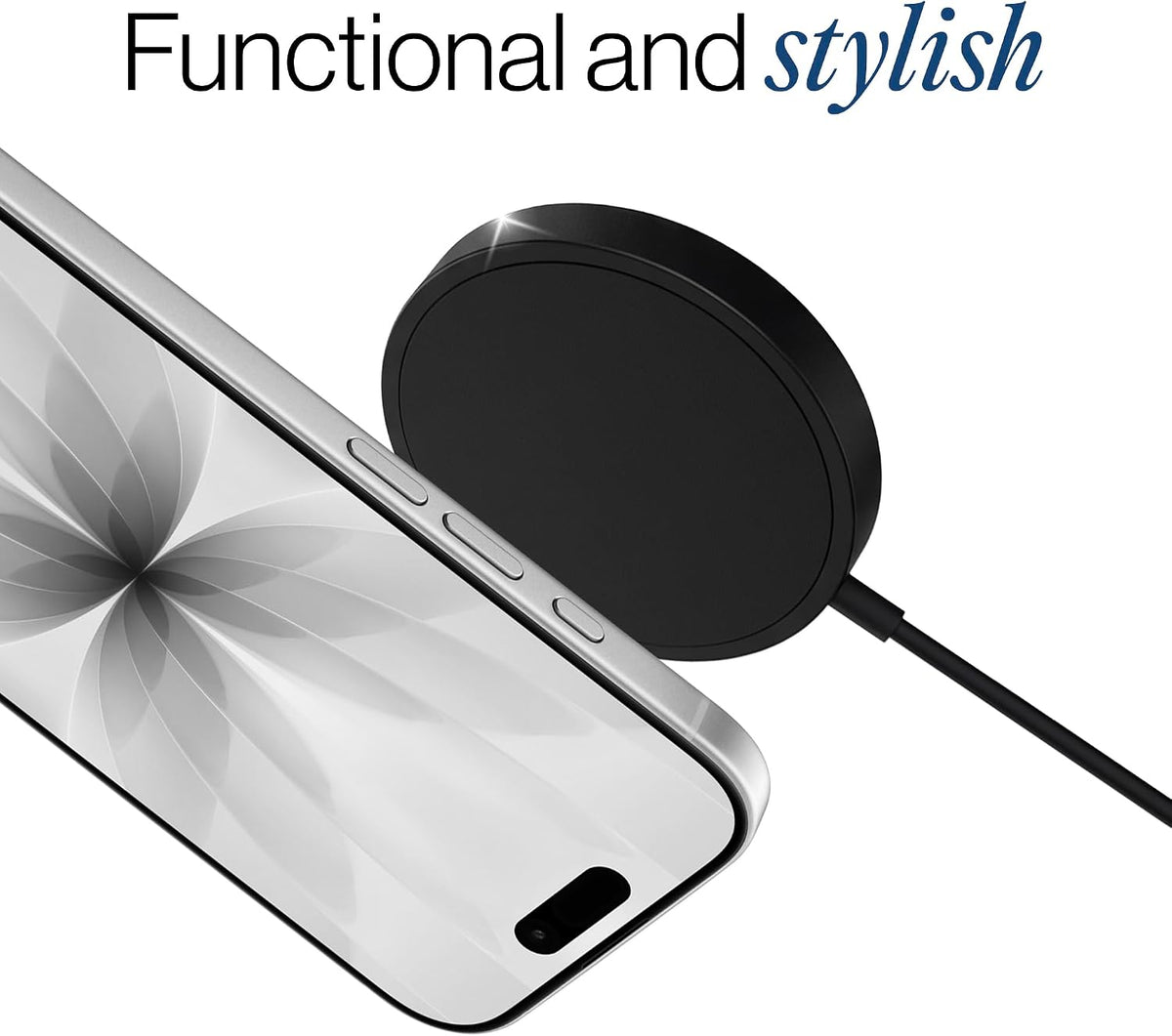 SPOTMINDERS Wireless Charger for iPhone, AirPods, Tracking Card 15W Flat Fast Charging Pad QI Compatible with Samsung, Android, Apple - Magsafe, Non-Slip Surface, Advanced Cooling - No AC Adapter