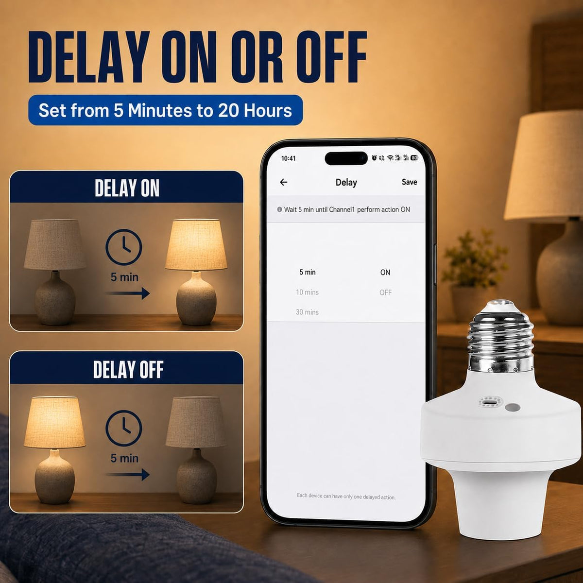 QIACHIP Ewelink 2.4G Wireless Remote Control Light Socket E26 E27 Bulb Socket Adapter, Bluetooth Smart Lamp Holder,Support APP Timing Delay (2 Socket + 1 Switch)