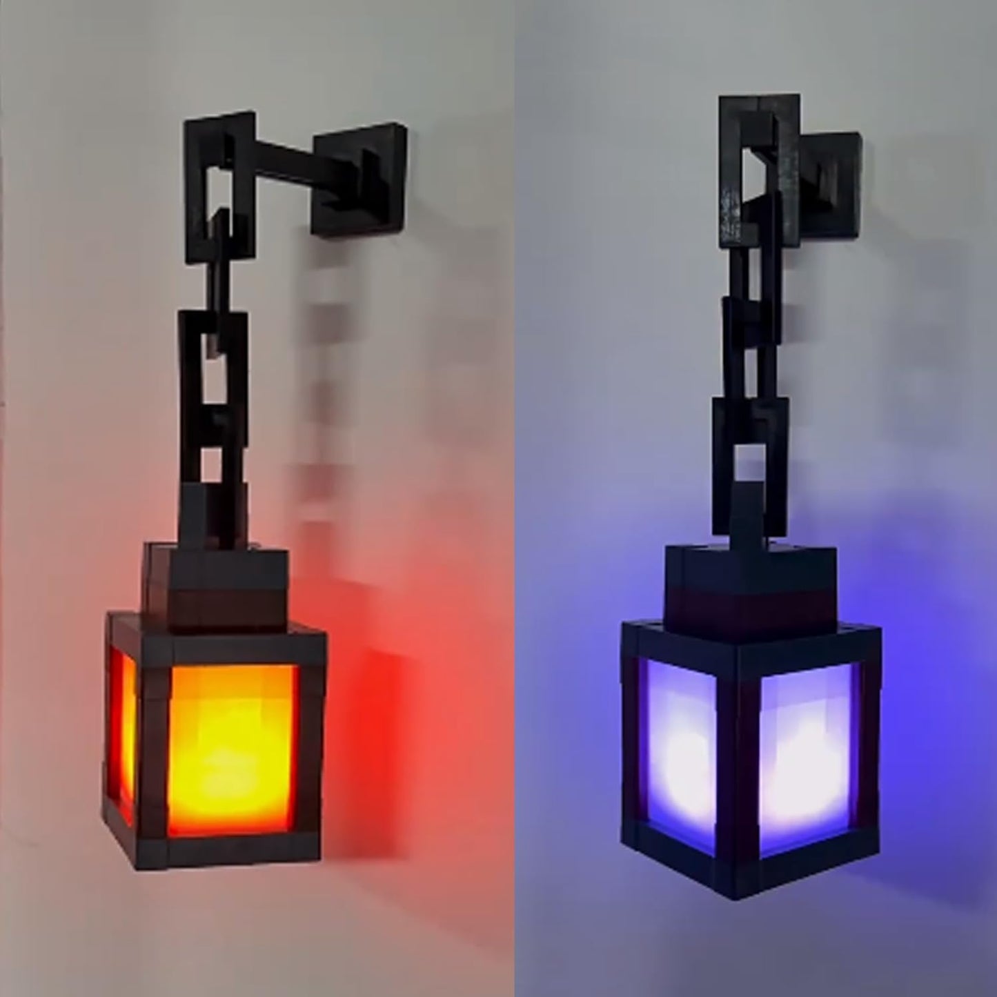 Pixelated Lantern Night Light for Kids, LED 16 Colors Change Hanging Lamp | Rechargeable, Soft, Free Hanging/Tabletop Nightlight Gamer Boys Girls Bedroom Game Room Dorm Home Wall Decor, Birthday Gift