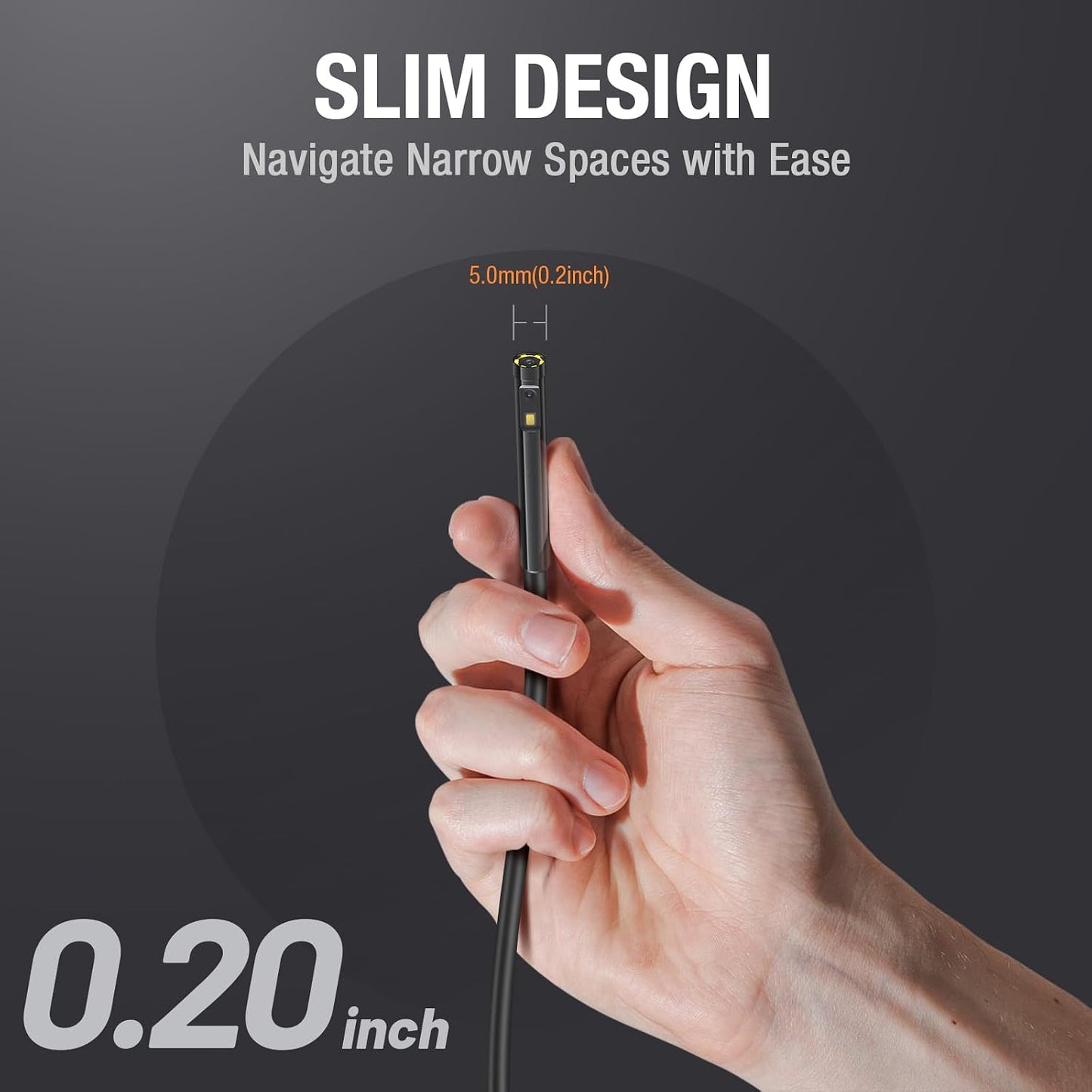 Teslong 5mm Dual Lens Borescope Camera for Home/Automotive/Pipe/Car/Wall | 5" IPS Screen Endoscope, 5FT Cable, 1.0MP HD, 8LED Lights, 32GB TF Card, IP67 Waterproof, 3500mAh Battery, Carrying Case