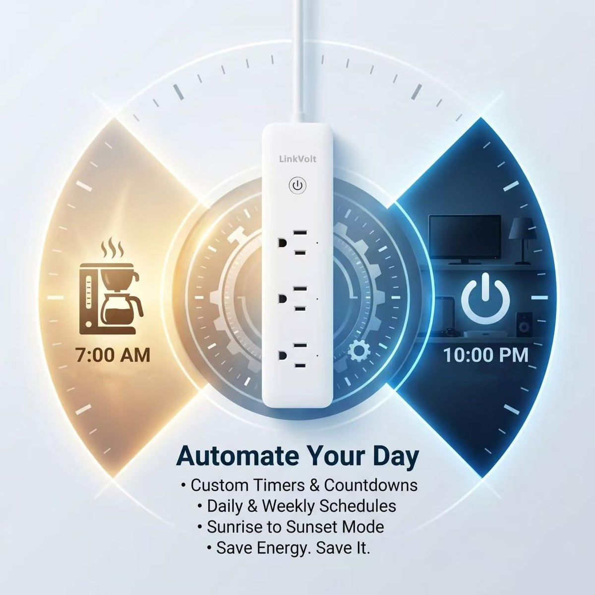 LINKVOLT Smart Power Strip WiFi Surge Protector Alexa Google Home Voice Control Outlet Extender for Home Office 3AC 15A 1875W 2.4GHz Voice Control