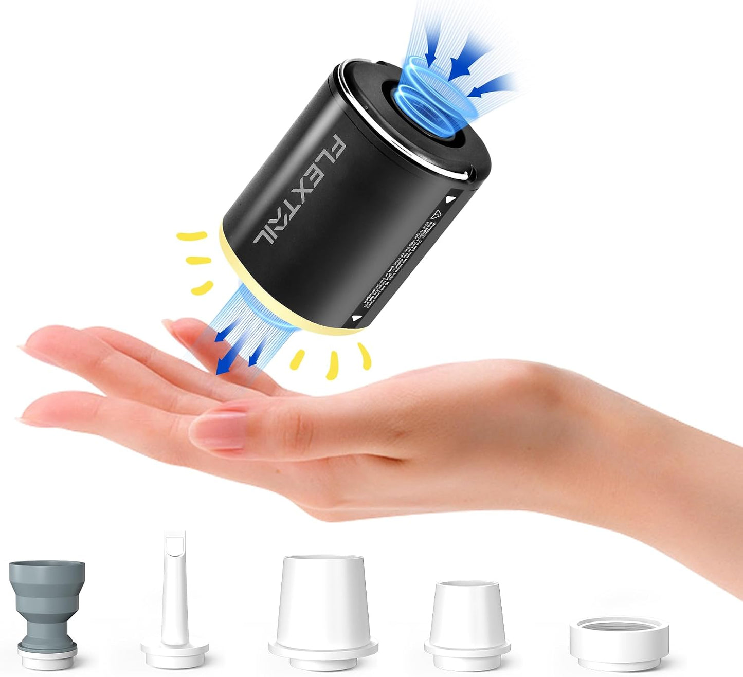 FLEXTAILGEAR Portable Air Pump with Camping Lantern Tiny Pump 2X 4kPa Air Pump for Inflatables Rechargeable Air Mattress Pump with Magnetic Design for Sleeping Pads, Pool Floats, Swimming Rings(OG)