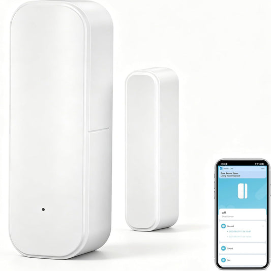 WiFi Door Sensor Window Detector: Smart Window Contact Sensor, Wireless Magnetic Door Open Detector with Free Notification Alerts, Compatible with Alexa Google Assistant (1-Pack)