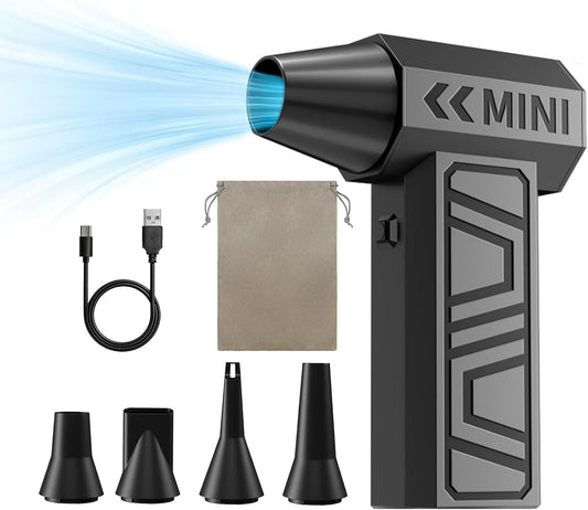 Mini Handheld Blower Hand held Mini Turbo Fan Rechargeable Air Duster Electric Compressed Air Duster Snow Blower Cordless 105000 RPM 4-Gear Adjustable for Car/BBQ/Keyboard/Home/Outdoor
