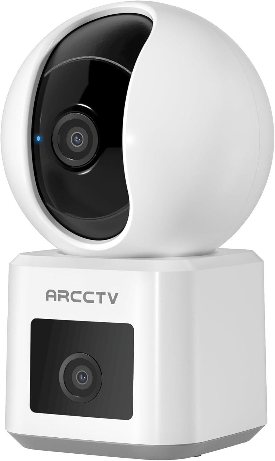 ARCCTV Dual Lens Indoor Security Camera 2 Pack, 2.5K HD Pet Camera