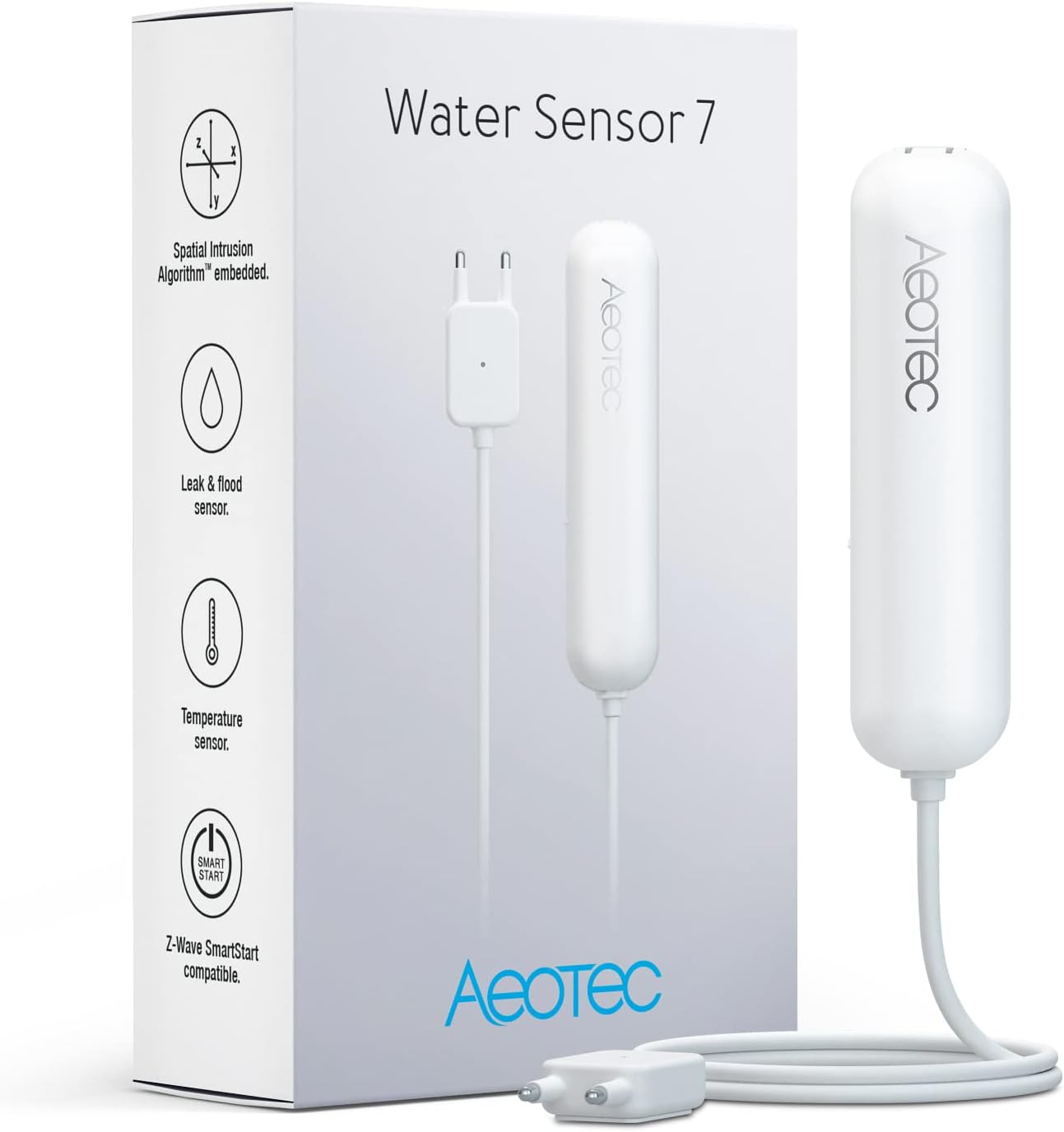 PRO Version: Aeotec Water Sensor 7 Pro, with Flood, Temperature, Humidity Sensor, SmartThings Sensor Compatible, Z-Wave Plus, S2, SmartStart, ZWave hub Required