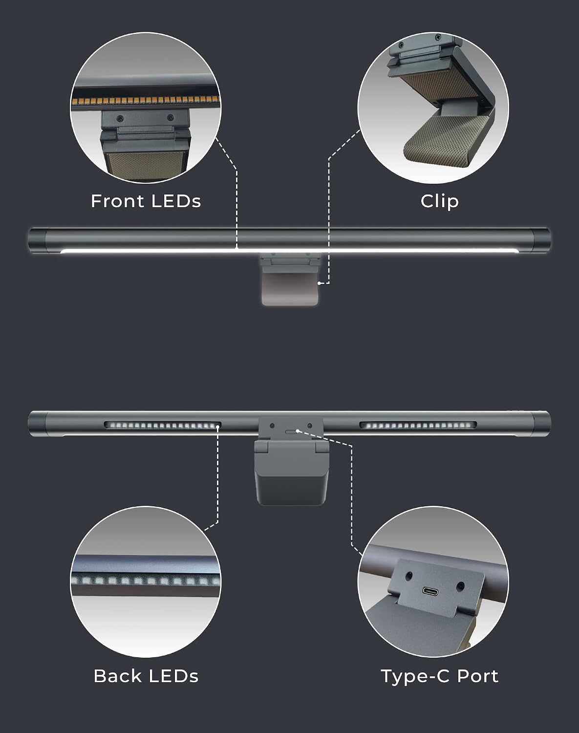 RGB Monitor Light Bar with Wireless Remote, Dual-Source Gaming Computer Lamp for Curved & Flat Monitors (0.39"-1.18"), Ambient Backlight, Stepless Dimming (Ra95), No Glare Desk Setup