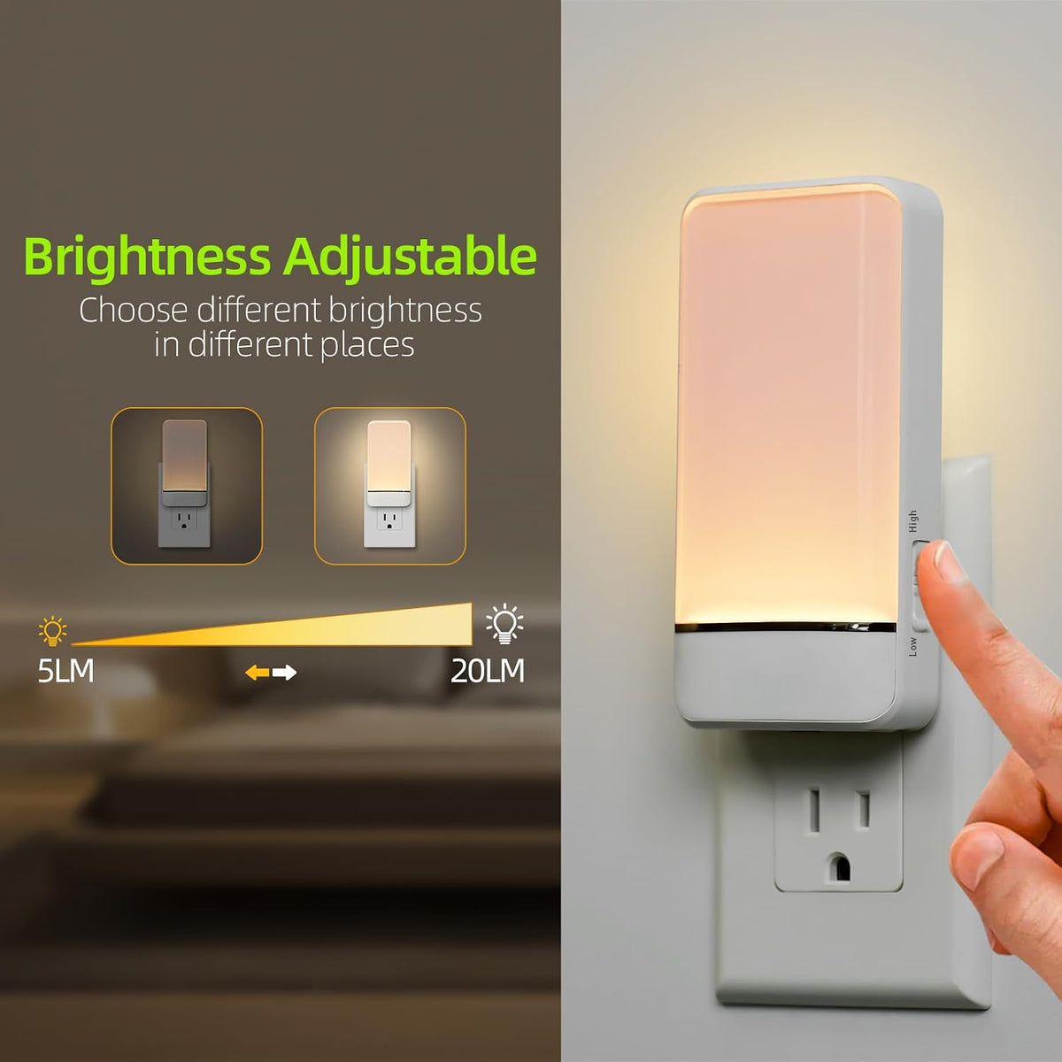 Dawnrise Night Lights Plug into Wall with Invisible Motion Sensor, 2 Pack