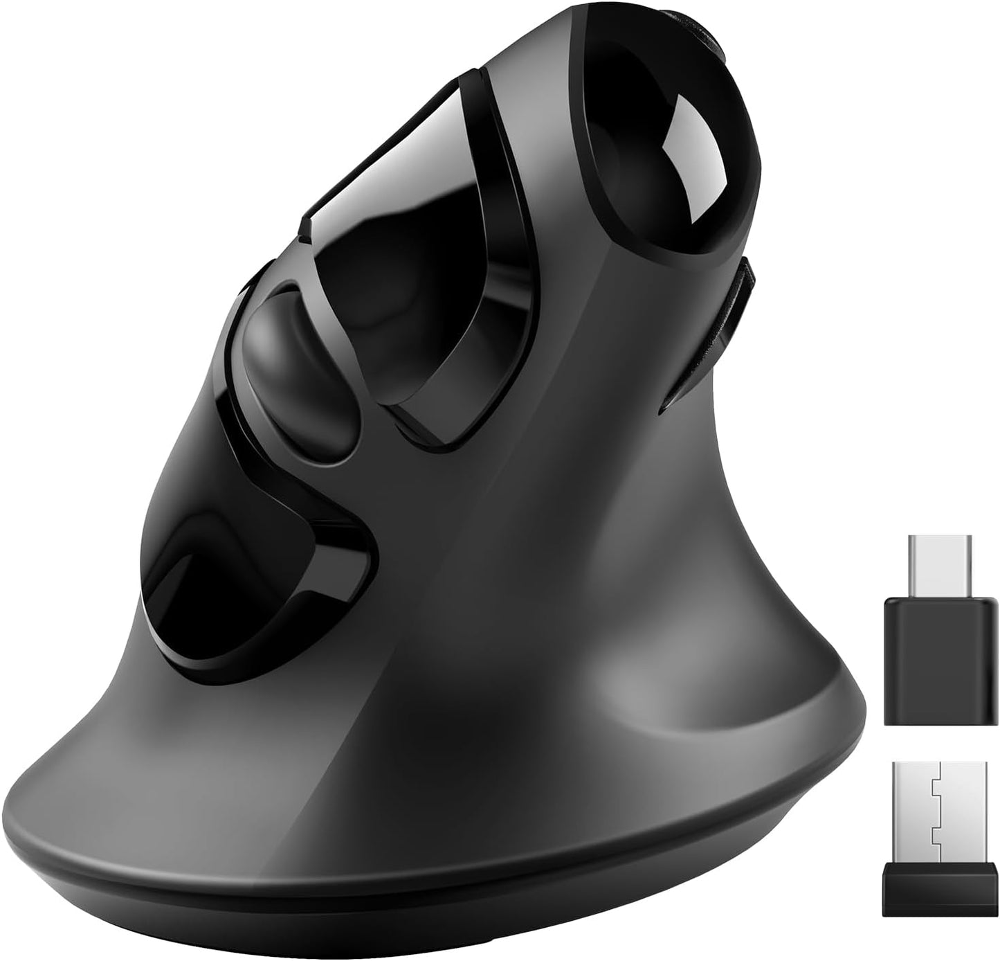 MicroPack Trackball Wireless Mouse, Upgrade Right Hand Ergonomic Mouse with Wireless Vertical Rollerball Computer Mouse, 3 Adjustable DPI, Easy Thumb Control for PC, Laptop, Mac, Windows - Black