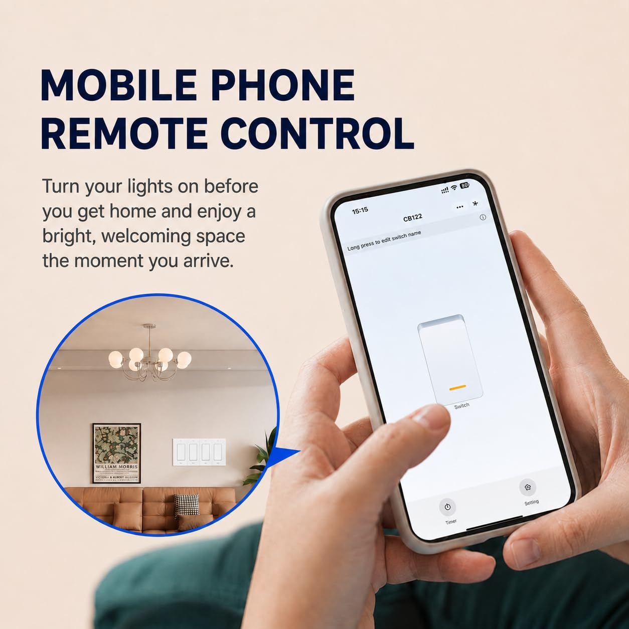 Smart Switch for Light 3 Gang, Neutral Wire Required, 2.4GHz Wi-Fi Switch Compatible with Alexa and Google Home, UL Certified