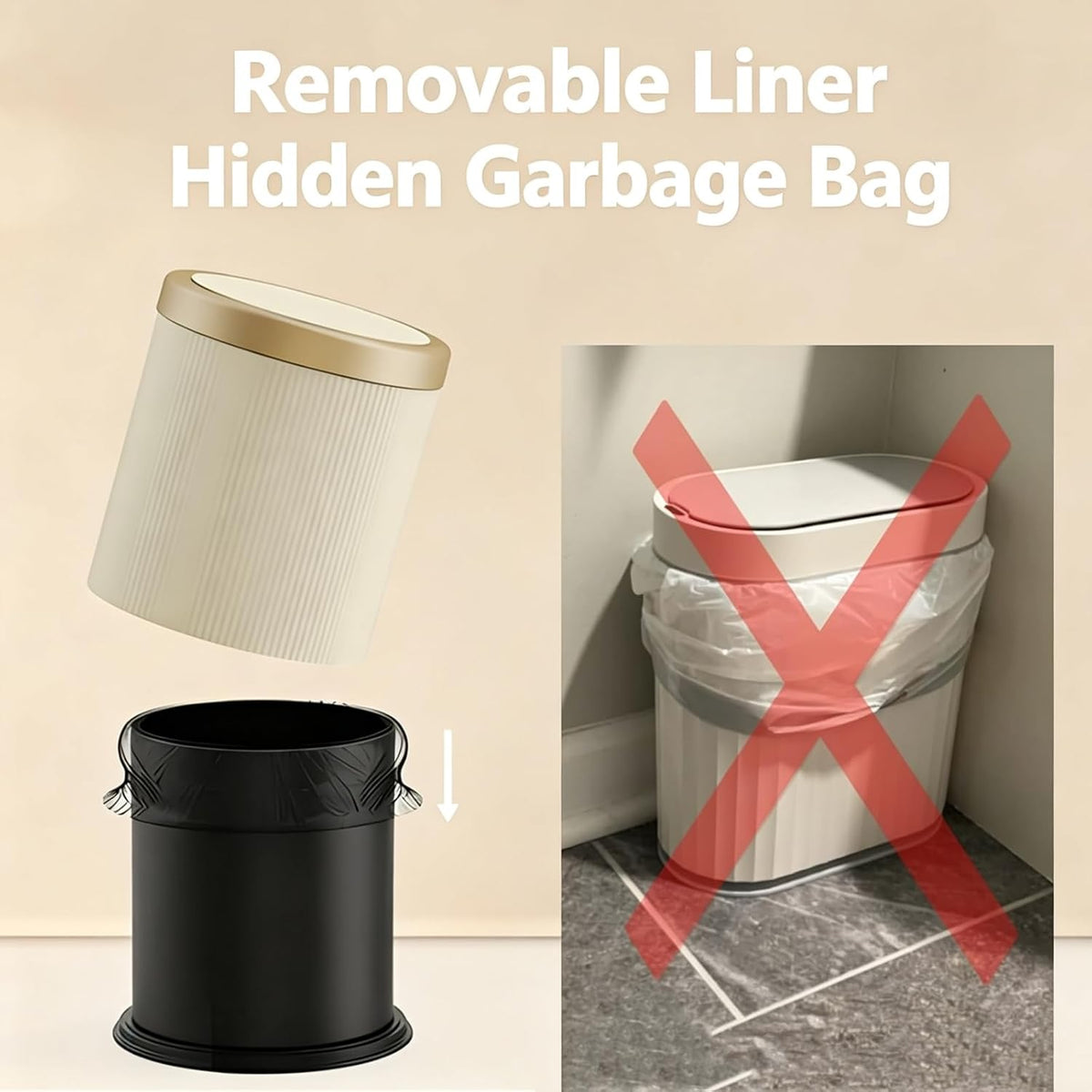URALFA Bathroom Trash Can with Lid, Automatic Motion Sensor Trash Can