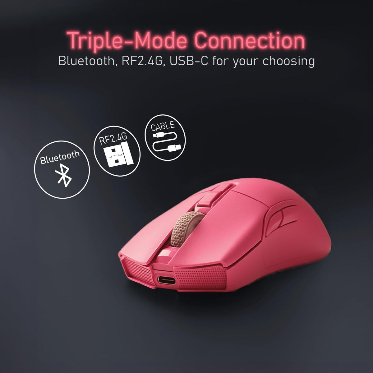 iRocks M31R Wireless Gaming Mouse - Tri-Mode 2.4G/Bluetooth/USB-C - 26K DPI