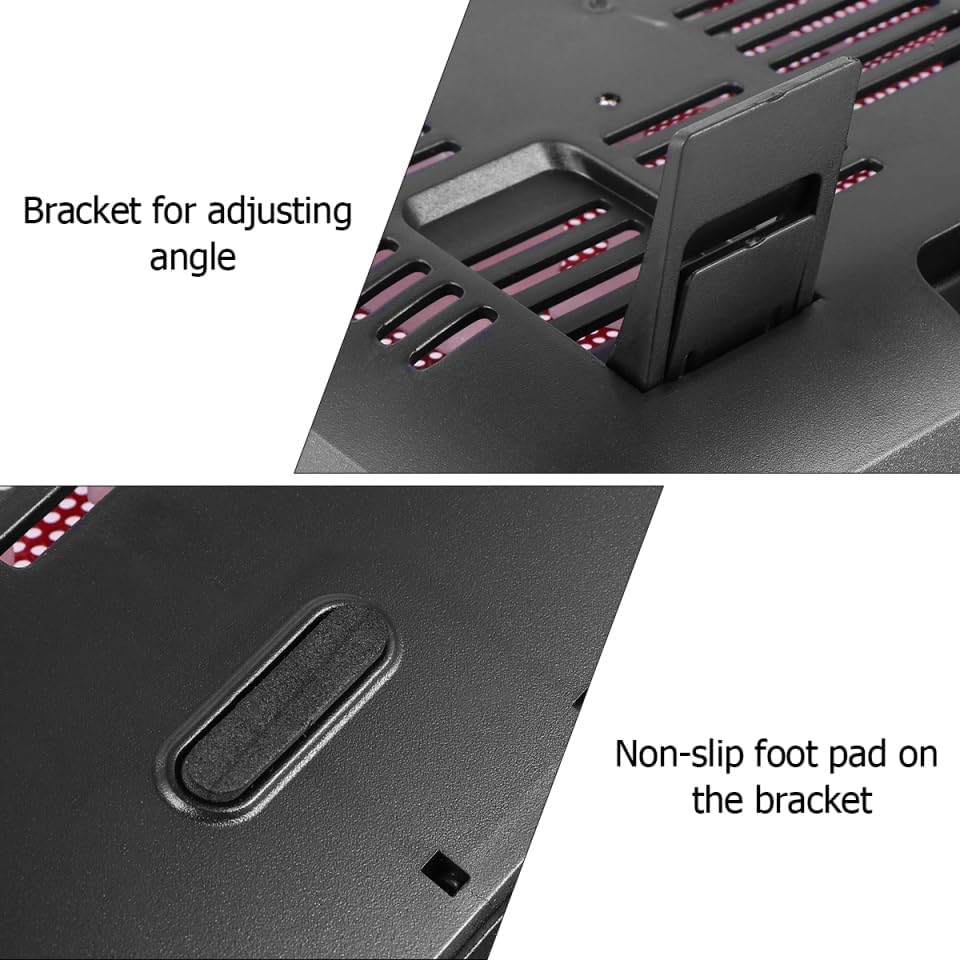 TEHAUX Notebook Cooler Dual Fan USB Laptop Cooling Pad Slim Lightweight Laptop Slim Stand with 8/16 Adjustable Angles Anti-Slip Panel for Office Travel Bed and Gaming Use