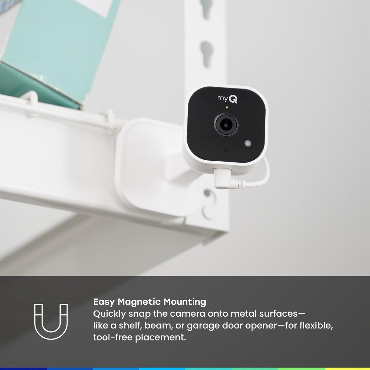 myQ Garage Plug-in Camera Gen 2 – 2K Smart Wi-Fi Garage Camera with Night Vision, Wide-Angle Lens, 2-Way Audio, Magnetic Base & Motion Alerts, App Control – Compatible with Your Garage Door Opener